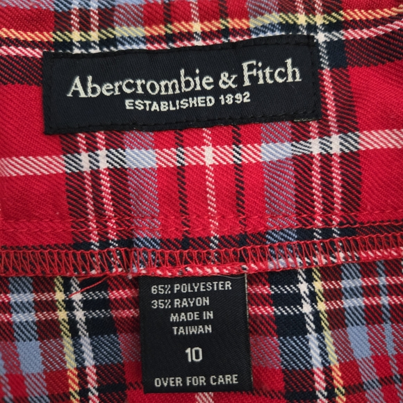 Vintage 2000s Abercrombie & Fitch Red Plaid Pleated Skirt Size 10 - Picture 5 of 5